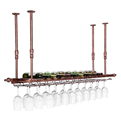 Support de verre à vin de plafond et bouteilles réglable pour cuisine - 2