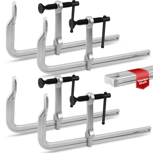 HORUSDY 4PCS Heavy-Duty Bar Clamps, 12-Inch F Bar Clamps with 1200LBS Strong Clamping Force, Drop-Forged Steel Frame, Smooth Adjustment for Woodworking, Metalworking, Welding, DIY, and Garage Projects