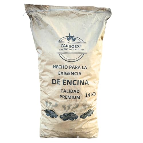Carbon Vegetal Barbacoa Carbon Barbacoa Carbón 100% Sin Humo Ni Aditivos Carbón Vegetal De Encina Premium Ideal Sin Humo Barbacoa Restaurantes Barbacoas Familiares o Asadores Ecologico Saco De 14Kg
