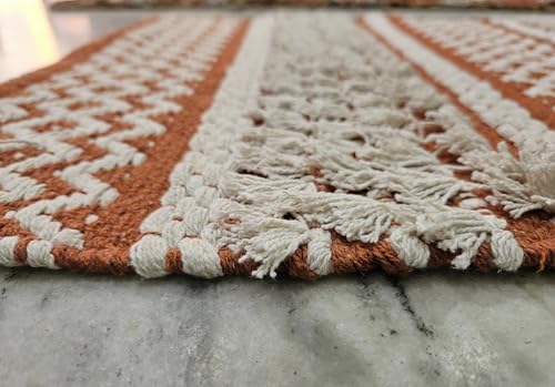 Image of Premium Cotton Runner Rug - 2x5 ft Lightweight Carpet for Indoor & Outdoor Use, Ideal for Narrow Spaces