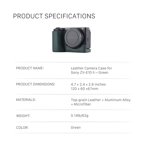 Funda de Cuero para Cámara Sony ZV-E10 II Verde miniatura 4