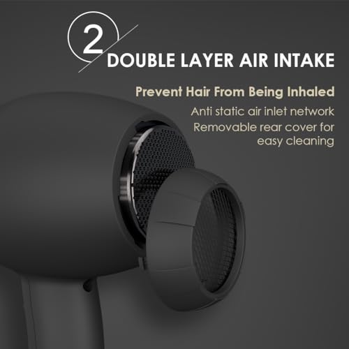 Jinri Hair Dryer for Professional Salon Faster Drying, Hair Blow Dryer with Negative Ion 2 Speed and 3 Heat Setting Ceramic Hair Dryer,DC Motor Blow Dryer with Concentrator, SGS Certified — view 5