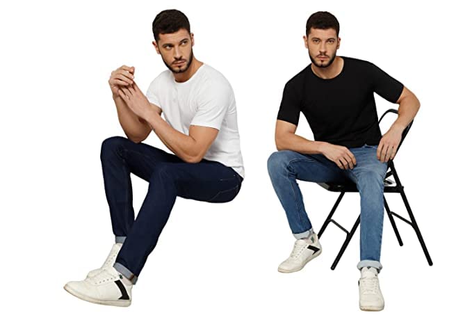 Image of T-Shirt for Men - 100% Cotton Casual T-Shirt | Half Sleeve, Round Neck 4 Way Stretch Fabric | Slim Fit T-Shirt
