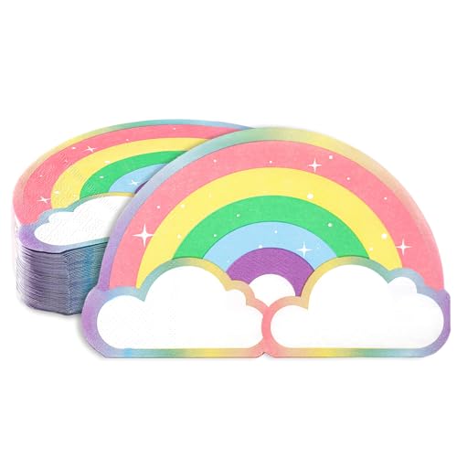 NatNarr 60 Pcs Rainbow Napkins 3-Ply Pastel Birthday Party Decorations Disposable Colorful Party Napkin for Baby Shower Unicorn Birthday Bachelorette