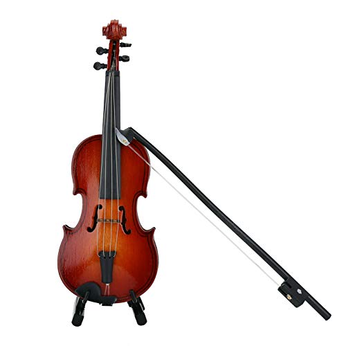 Miniatura Instrumento Musical Mini Expositor de Violino Decoração de Casa de Bonecas Infantil