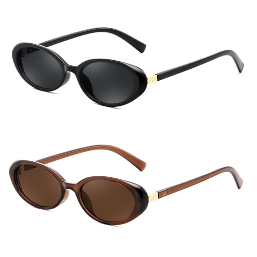 FEISEDY Retro Oval Cateye Sunglasses for Women Men Fashion Small 90s Style Vintage Shades B4180