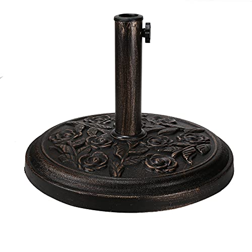 SA Products 9kg Resin Parasol Base - Durable, Heavy-Duty Material, Garden & Patio Umbrella Weights, Unique Floral Pattern, Outdoor Decoration Accessories, Adjustable Design, Suitable for Most Parasols
