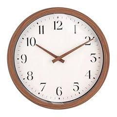 Topkey 12 Inch Silent Wall Clock with Wooden Hour and Minute Hands Round Wood Like Frame & White photo Topkey 12 Inch Silent Wall Clock with Wooden Hour and Minute Hands Round Wood Like Frame & White