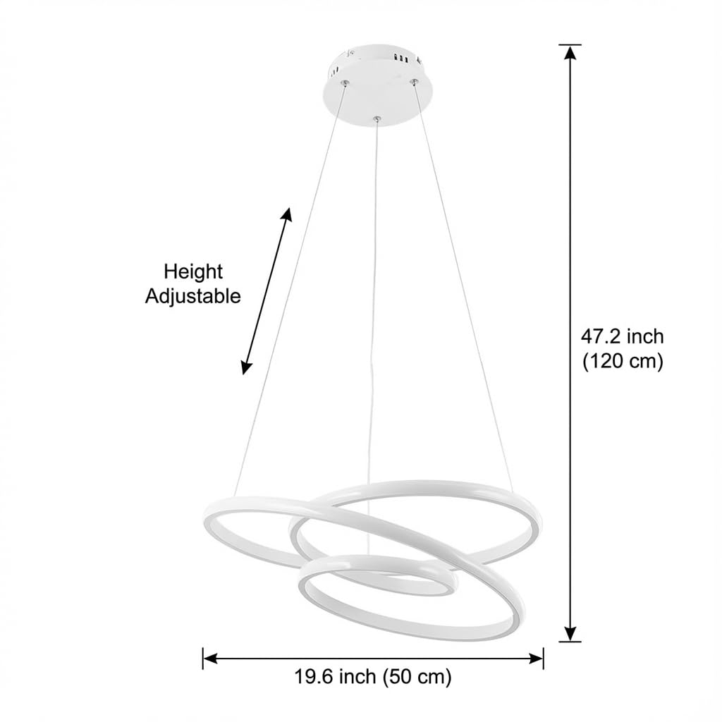 Lampadario rotondo a LED moderno Art Déco, luci a sospensione dimmerabili con telecomando, lampada a sospensione regolabile per isola cucina, soggiorno e sala da pranzo, 68W