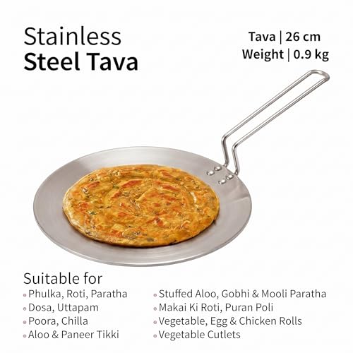 Image of 26cm Triply Stainless Steel Roti Tawa Induction Base