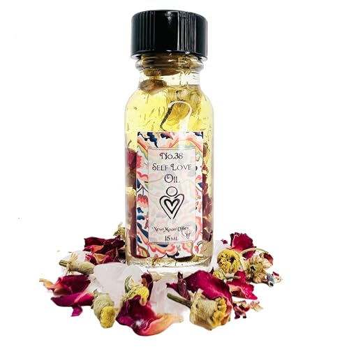 Self Love Oil by New Moon Vibes - Acceptance Beauty Nature Appreciation Care Reassurance Inner Peace Confidence Spells Conjure Rituals- Handmade with Essential Oils & Herbs- Wicca Pagan Hoodoo Magick