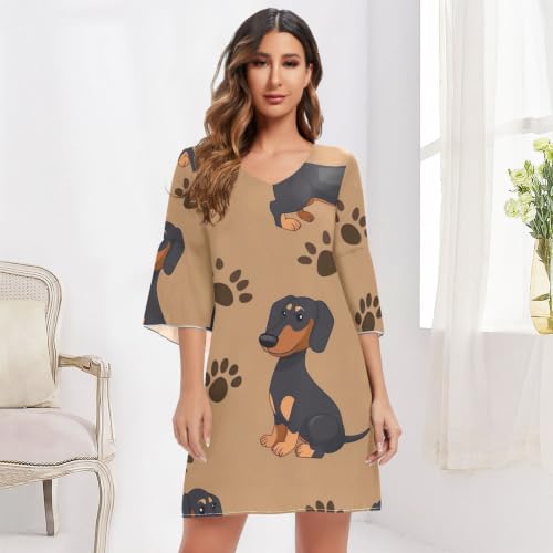 Robe mousseline motif teckel mignon d'été fluide et originale - 6