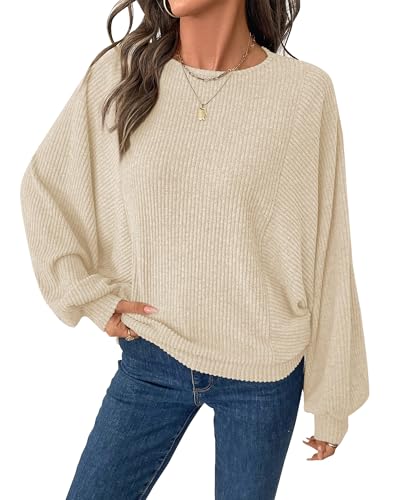 BTFBM Casual Fall Tops for Women 2025 Long Sleeves Solid Shirts Crew Neck Loose Fit Work T Shirt