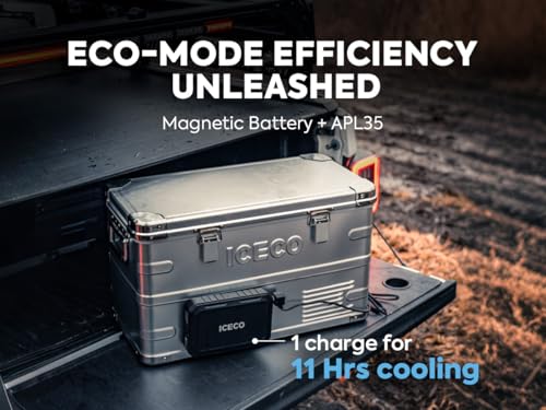 Image of ICECO APL35 Portable Freezer with Battery, Dual Zone 37 Quart Car Fridge, Aluminum 12V Portable Refrigerator, -4℉~68℉, Compressor Cooler Powered by SECOP, 12 /24V DC