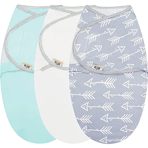 Image of BlueSnail Soft and Breathable,Adjustable Baby Swaddle Newborn Receiving Blanket (3pack,0-3 Months) (Blue)