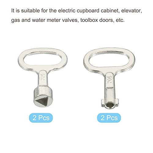 Patikil Triangle And Key Shape Socket Spanner Key, 4 Pack Metal Gas Water Meter Key Wrench For Electrical Cabinet Gas Water Meter Switch, Silver #TOP2