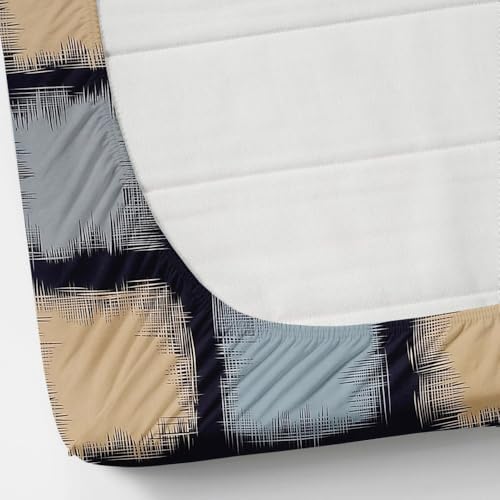 Image of 300 TC Cotton Feel Glace Cotton Elastic Fitted Bedsheet for King Size Double Bed | Fits up to 8 Inch Mattress | Printed Bedsheet with 2 Pillow Covers (Navy Blue, King Size - 72 inchx78 inch)