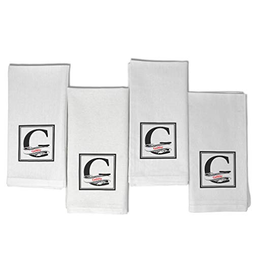 Set de 4 servilletas de tela cuadradas blancas miniatura 1