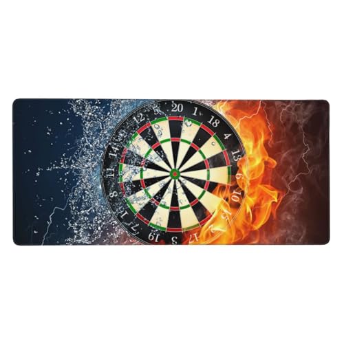 Tapis de souris grand format en caoutchouc antidérapant 40 x 90 cm, cible de fléchettes noire