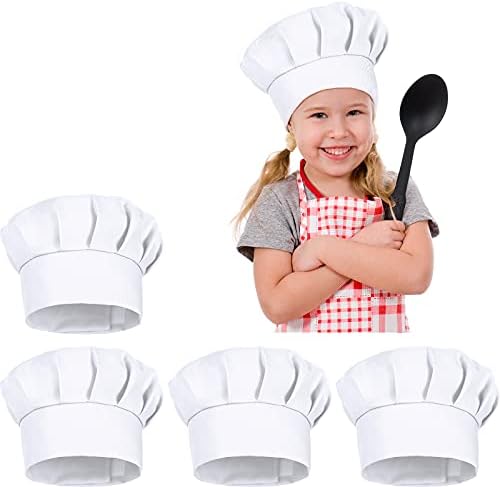 4 Pcs Chef Hats for Kids Adjustable Chef Hat Cook Toques Cooking Baker Cap for Baking Cooking Parties