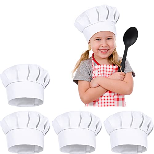 4 PCS Adjustable Kids Chef Hat Chef Toques Cooking Baker Cap for Aged 2-5