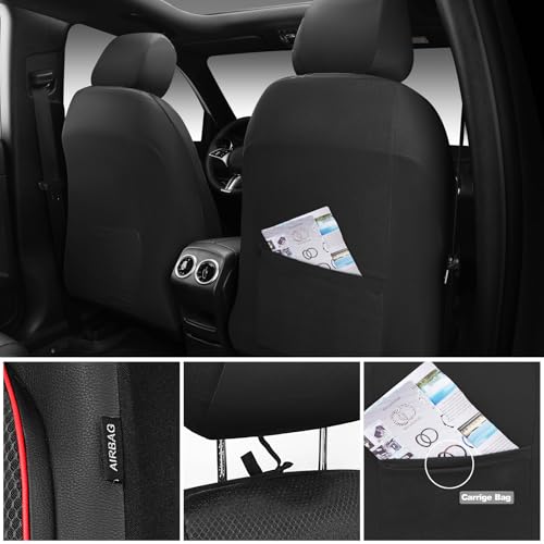 Image of CAR PASS 3D Foam Leather Car Seat Covers Two Front Seats only, Air Mesh Thick Seat Covers, All Weather Car Seat Cover Comfort & Protection for Truck,SUV,Sedan,Van, Airbag Compatible Red