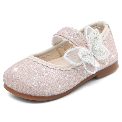 MK MATT KEELY Zapatos Princesa Niñas Bailarina Vestir Brillante para Fiesta Ballet Flats,Rosa,28EU(CN30)