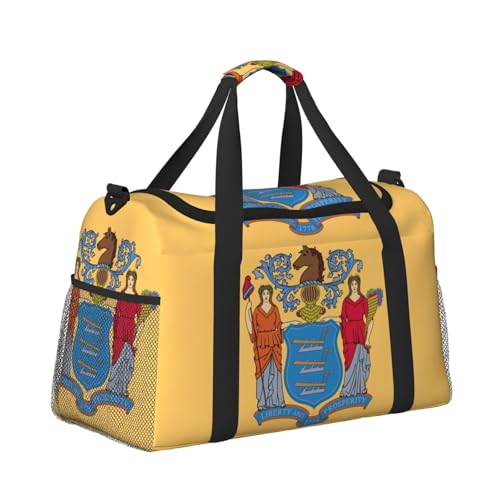 Flag Of New Jersey Print Duffle Bag, Personal Item Travel Bag For Airlines, Weekender Bags For Women, Sports Tote Bag3