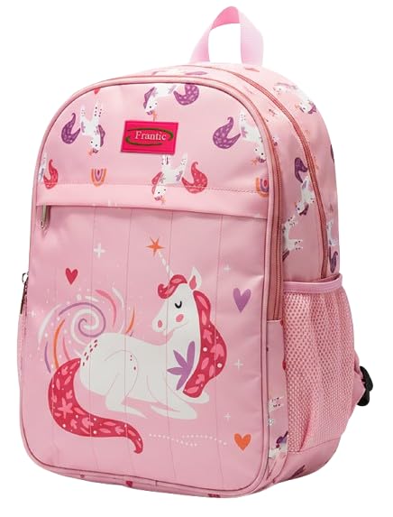 Image of Frantic Waterproof Polyester 35 L School Backpack With Pencil /Staionery Pouch School Bag Class 1 to 8 Daypack Picnic Bag For School Going Boys & Girls(RR Pink Dream Unicorn B)