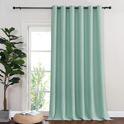 NICETOWN Blackout Room Divider Curtains for Sliding Glass Doors 102 Inches Long 1 Panel, Extra Wide Curtains for Doorway Patio Bedroom Living Room (Aqua Blue, 80Wx102L, 1 Panel)