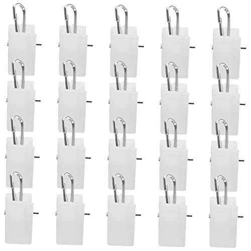 ULTECHNOVO Clips para cortinas y luces de fiesta, 20 ganchos de plástico blanco, anillos de mosquetón, clips pequeños para exposición, tarjetas y postales, uso versátil para casa
