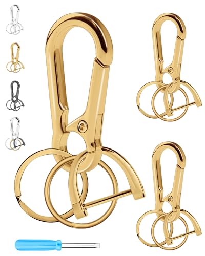 FIVEIZERO 13Pcs Keychain Kit, Key Ring and Keychain Clip for Crafts, Key Rings Bulk, Keychain Ring for Home Car Keys Office and Craft, Includes Mini Screwdriver (Gold)