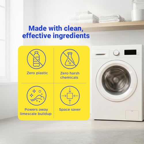 Image of Washing Machine Descaler and Cleaner Tablets 2 Month supply| Eco-Friendly & Non-Toxic Plant-Based Descaling Formula | 10X Cleaning | Protects Drum & Removes Limescale | Jasmine - Pack of 4