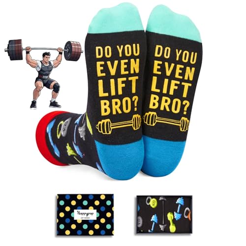 HAPPYPOP Weight Lifting Gifts - Fitness Bodybuilder Gifts For Men Women, Weight Lifting Socks, Gym Workout Socks