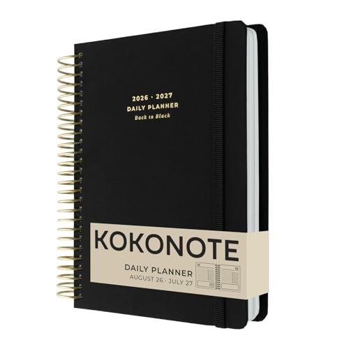 Kokonote Agenda 2026 2027 Dia por página A5 negra Back To Black   Agenda Escolar Universitaria, Oposiciones o Insituto | Págs. Alto Gramaje | Con Pegatinas, Planificador Mensual, Anual, de Gastos…