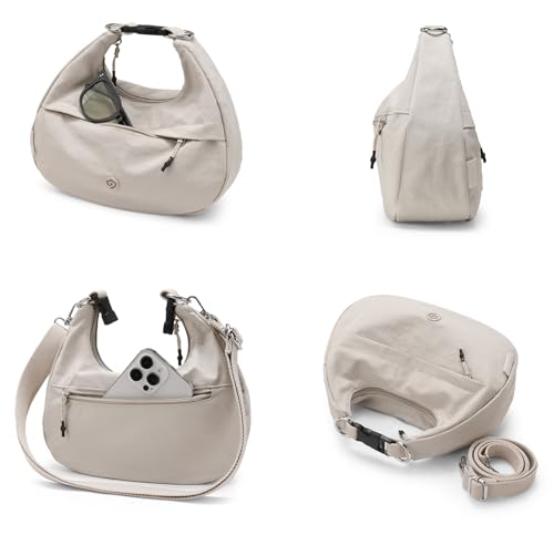 Bolso Hobo Pequeño de Nylon Negro para Mujer miniatura 3