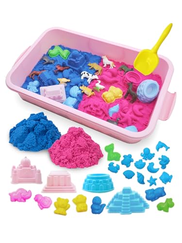 iCrayon Pet Sensory Bin, Animal Sandbox for Toddlers, 30 PCS Play Sand Box with Lid, Preschool Learning Activities Gifts for Boys Girls Age 3+