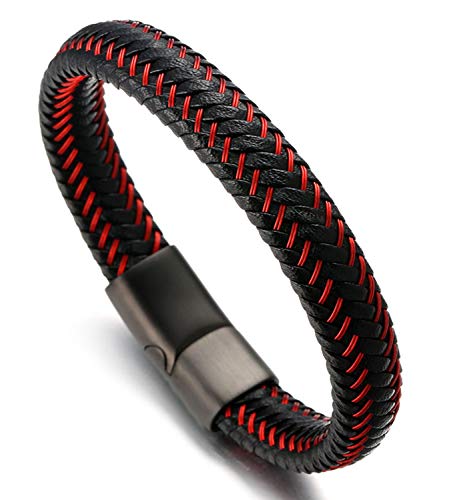 Pulsera de cuero genuino hombre con cierre magnético ajustable miniatura 4