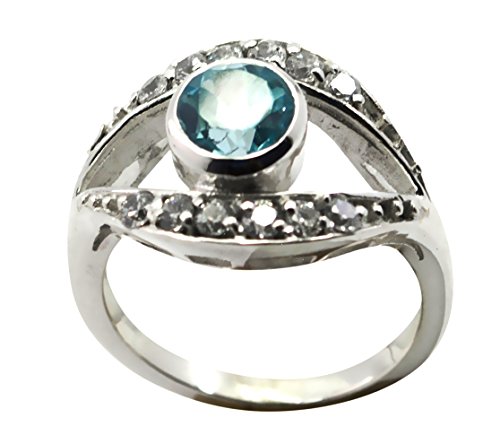 Bague en argent et topaze bleue ronde au raffinement unique - 2