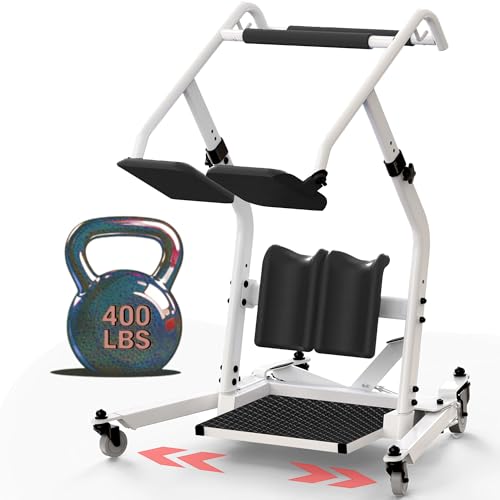 Image of Sit to Stand Patient Lift, Stand Assist Transfer Aid with Adjustable Height & Adjustable Base for Elderly Seniors, Home Care Mobility Transport Assist Device, 400 lbs Capacity，Black
