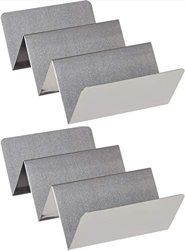 Juego de 2 soportes metálicos para tacos  Bandejas de tacos de acero inoxidable  Apto para lavavajillas, horno y parrilla  Ideal para sándwiches y