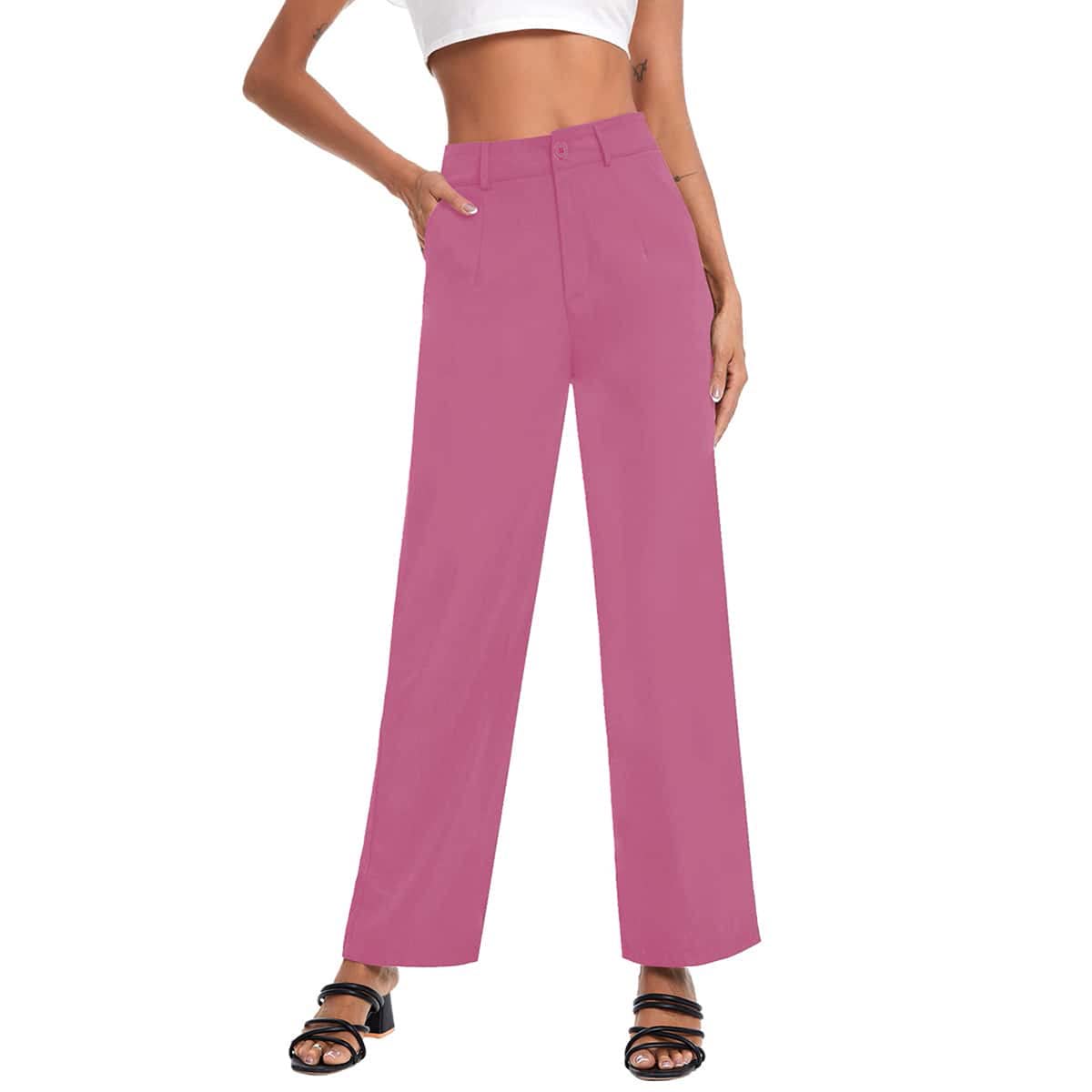 SweatyRocks Womens Elegant High Waist Solid Long Pants Office Trousers