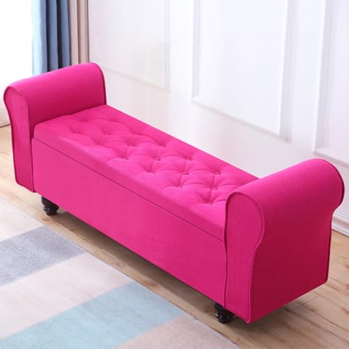 Banco otomano de almacenamiento, asiento de entrada tapizado con patas de madera maciza, elegante baúl de almacenamiento para dormitorio, sala de estar, pasillo, extremo de la cama