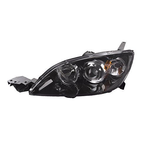 HEADLIGHTSDEPOT Headlight Compatible With Mazda 3 2007-2009 Hatchback 5 Door Left Driver Side Halogen Black Housing