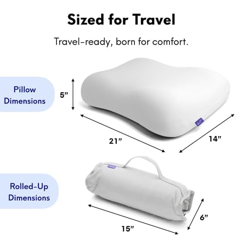 Image of Cushion Lab Travel Deep Sleep Pillow - Compact Memory Foam Neck Pillow for Sleeping, Portable Pillow for Hotels, Camping, Side & Back Sleepers, On-the-Go - Calm Grey