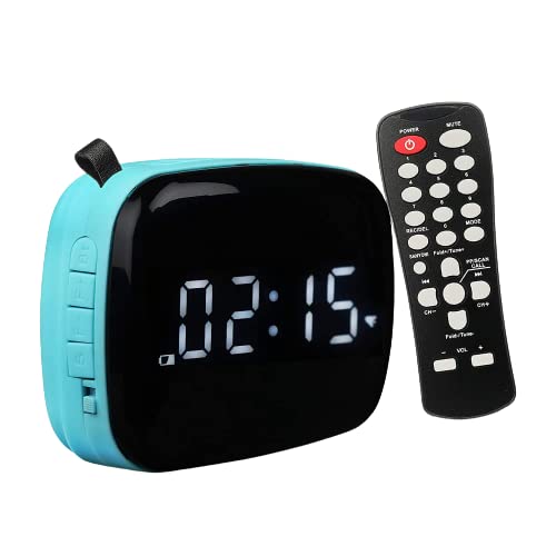 Image of PAGARIA Portable Radio & Alarm Clock Bluetooth Speaker with Remote /Alarm /USB /am /FM /SD Card /AUX /Bluetooth Recording /mic Recording. (Blue, Standard - SAN101)