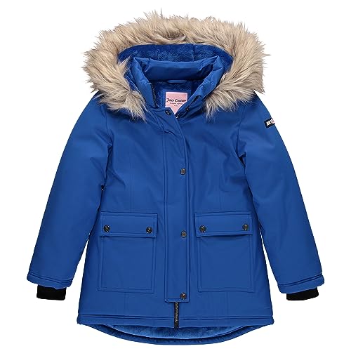 Image of Juicy Couture Girls Coat, Faux Fur Hooded Winter Jacket, Warm Padded Parka Hoodie, Kids Heavyweight Winter Coat