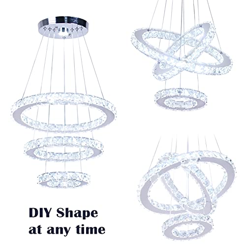 image for diisunbihuo Dixun LED Chandeliers Modern Ceiling Light Fixture 3 Rings