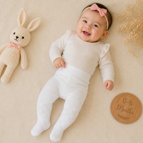 Image of THE LITTLE LOOKERS Baby Tights Thick Toddler Baby Girl Seamless Knit Leggings Thick Solid Cotton Stockings Footed Pants Pantyhose for Years Baby