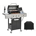 Endark 40,500 BTU 3-Burner Stainless Steel Propane Gas Grill – with Side Burner, Thermometer, Wheels & Cover – Perfect for Outdoor Garden BBQ and Family Gatherings